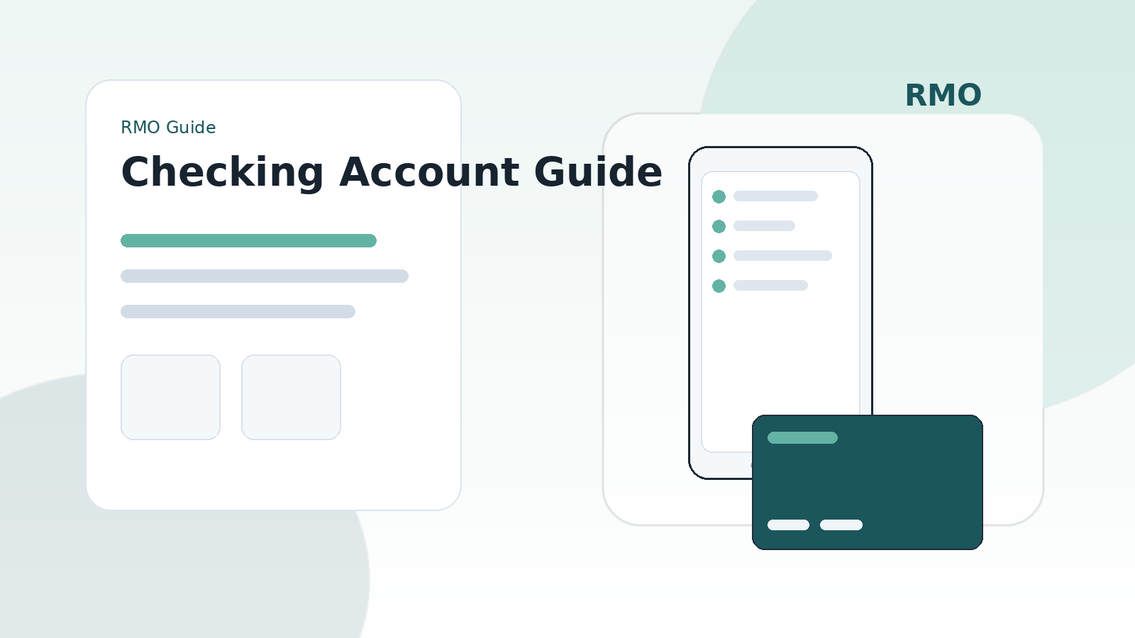 Organized checking account tools with debit card, mobile banking, and fee checklist